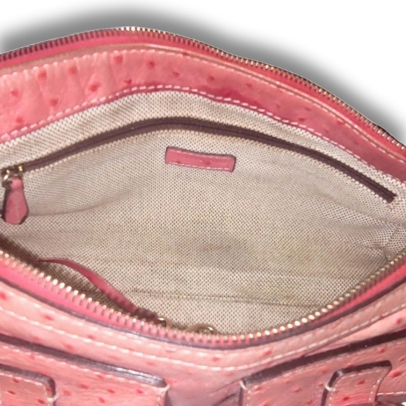 Dooney & Bourke Vintage Pink Ostrich Embossed Barrell Packet Bag - Picture 15 of 16
